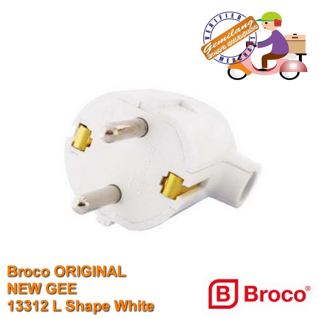 Broco 13312 Steker Arder New Gee Colokan Listrik L Shape Bengkok Male