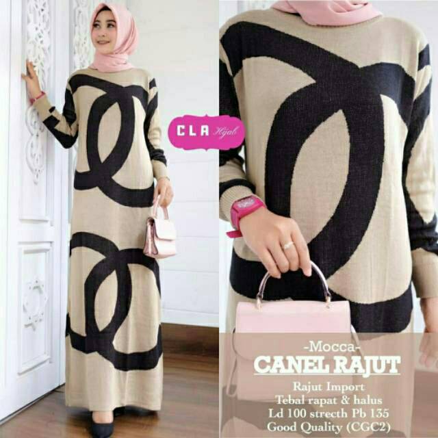 Canel Rajut Maxi Knit Chanel Gamis Rajut Import
