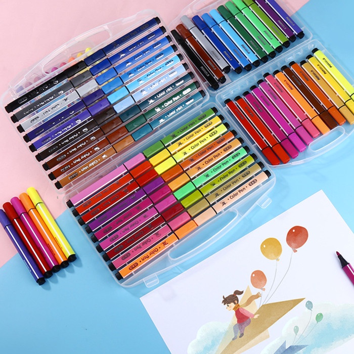 

Produk Terbaru 12/24/36/48/60 Colors Set Watercolor Brush Art Markers Pens Coloring