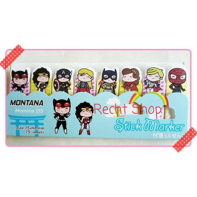 

BEST SELLER pembatas buku kertas/ post it / memo stick it karakter superhero girl TERJAMIN