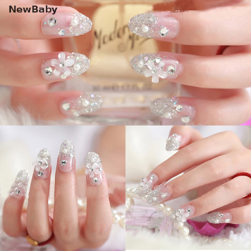 Newbaby Kuku Palsu 3D Warna Putih Untuk Pengantin Wanita