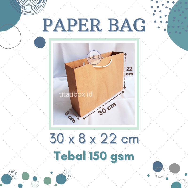 

Paper Bag 30x8x22 cm / Kraft Coklat / Tebal 150gsm
