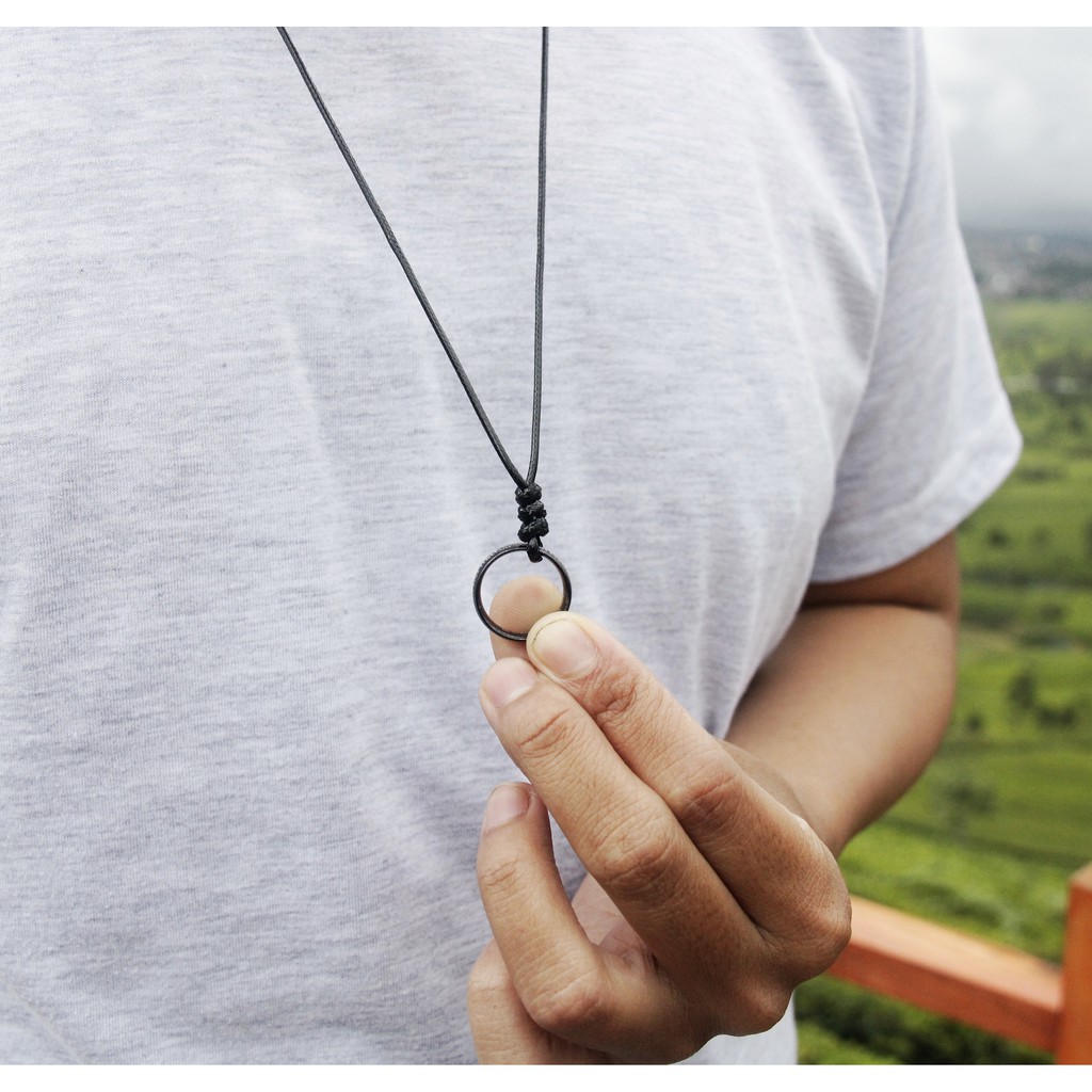 Kalung Cincin Titanium Hitam Perak Emas Tauhid