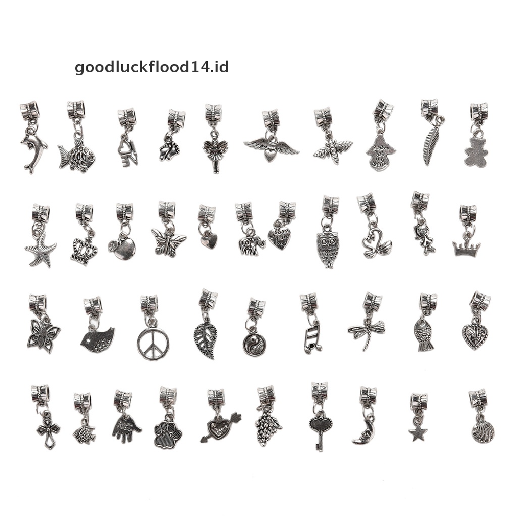 [OOID] 40pcs Lots Wholesale Tibetan Silver Charm Beads Fit European Chain Bracelet Hot ID