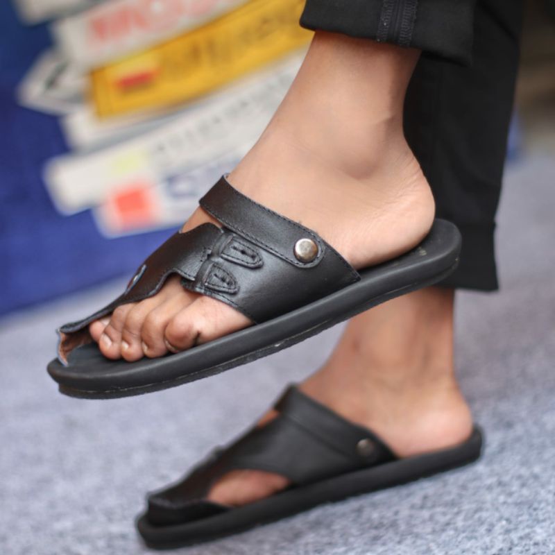 LUCKY Sandal Slide Jepit Pria Sendal Santai Pria Kulit Asli Casual Original Sandal Kulit