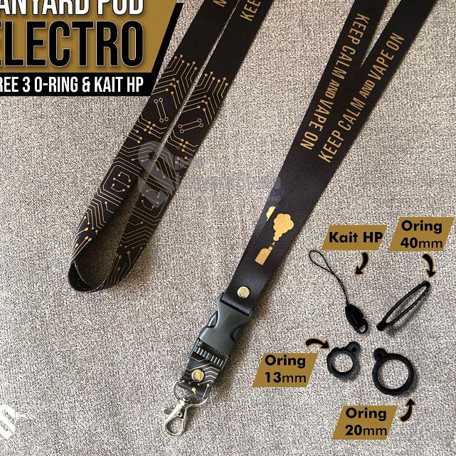 

(ZuG☑) ⭐️ Lanyard PODS Gantungan Pods Tali Gantungan HP Motif ELECTRO FREE 3 Oring Kait HP & Bonus GANCI //Ready Stock