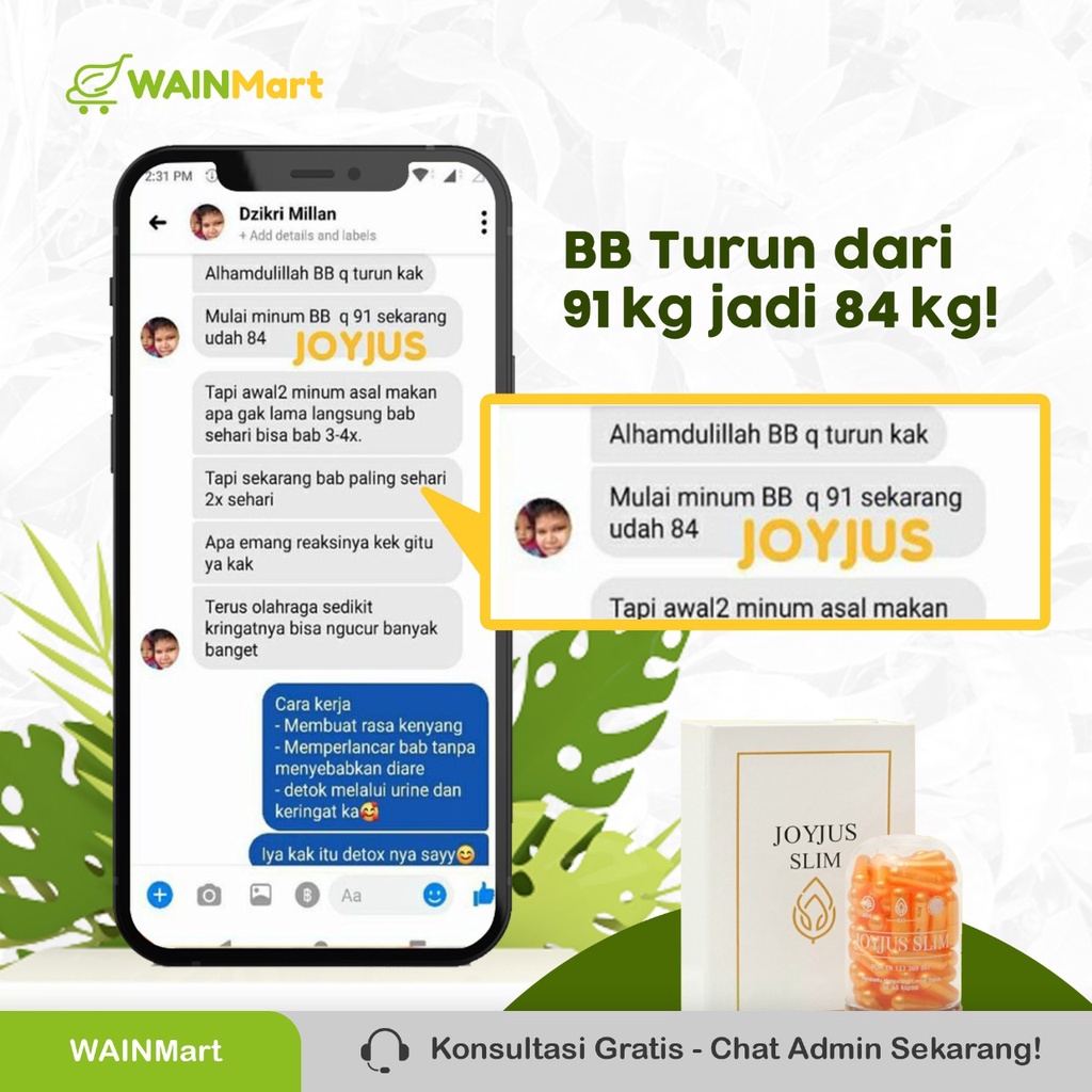 JOYJUS Pelangsing Herbal Kapsul Pelangsing Slimming Capsul Alami Turunkan Berat Badan Diet Detox