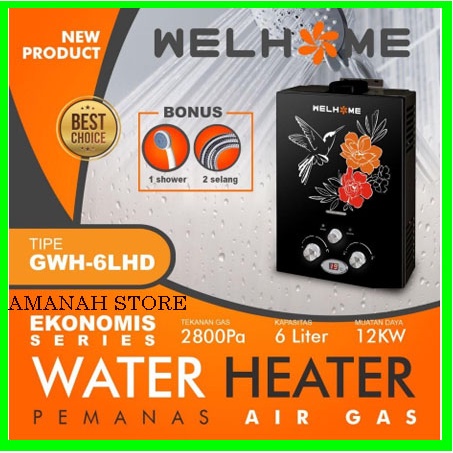 Water heater Welhome GWH-6LHD Water Heater Gas 6 Liter Pemanas Air Kamar Mandi