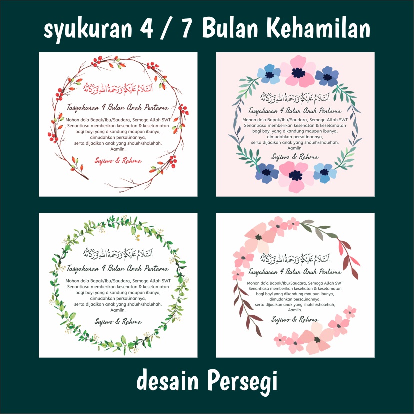 KARTU TASYAKURAN KEHAMILAN / STIKER / LABEL UNTUK SYUKURAN 4 bulan / 7 BULANAN KEHAMILAN