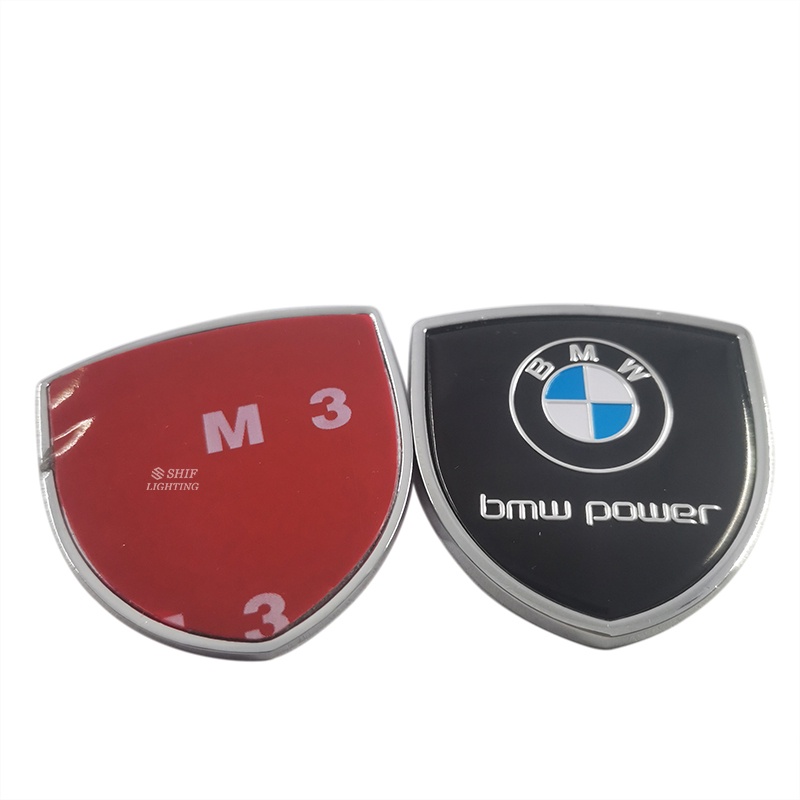 2pcs Stiker Emblem Logo BMW POWER Bahan Metal Untuk Dekorasi Mobil