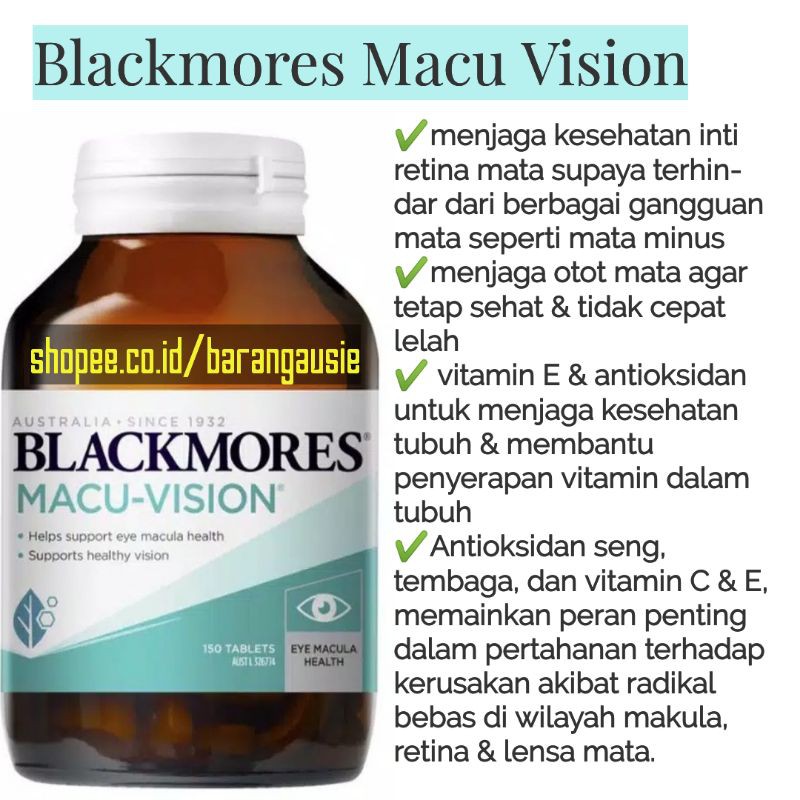 Blackmores Macu Vision Isi 30 125 150 Tablets Import Untuk Mata Minus Shopee Indonesia