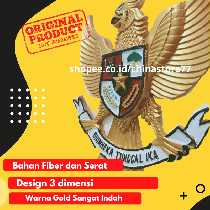 Garuda Pancasila Hiasan Dinding Lambang Fiber Lambang Negara Burung Garuda Gold Fiber 30CM