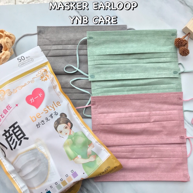 MASKER EARLOOP 3PLY WARNA Y&amp;B CARE 1PACK 50PCS MURAH