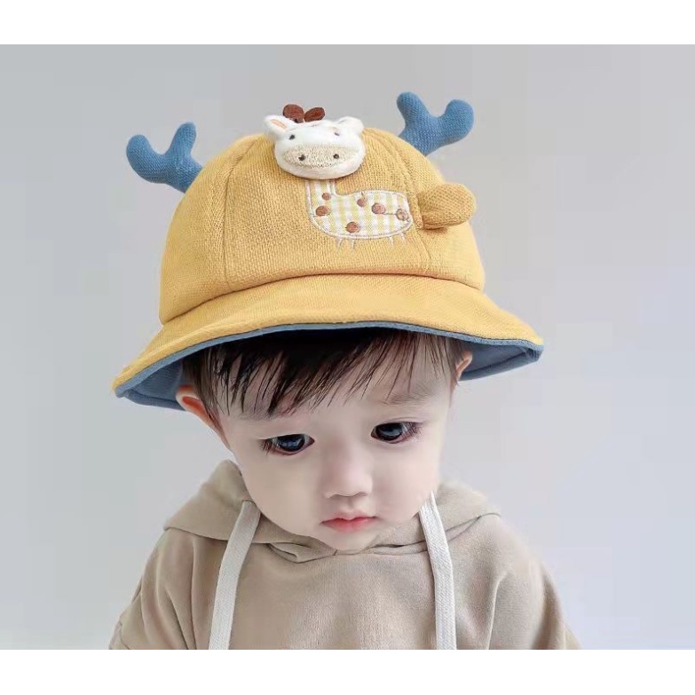 Topi Bucket Bayi 3D Bucket Horn / Shy Moo / Topi Little Bear / Lucky 0 - 2 Tahun CBKS VC