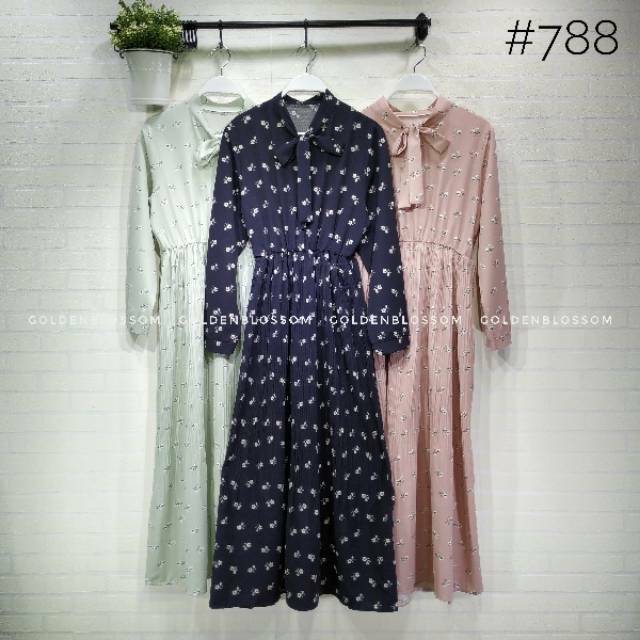 NENINA Gamis plisket import motif bunga
Kode: #788