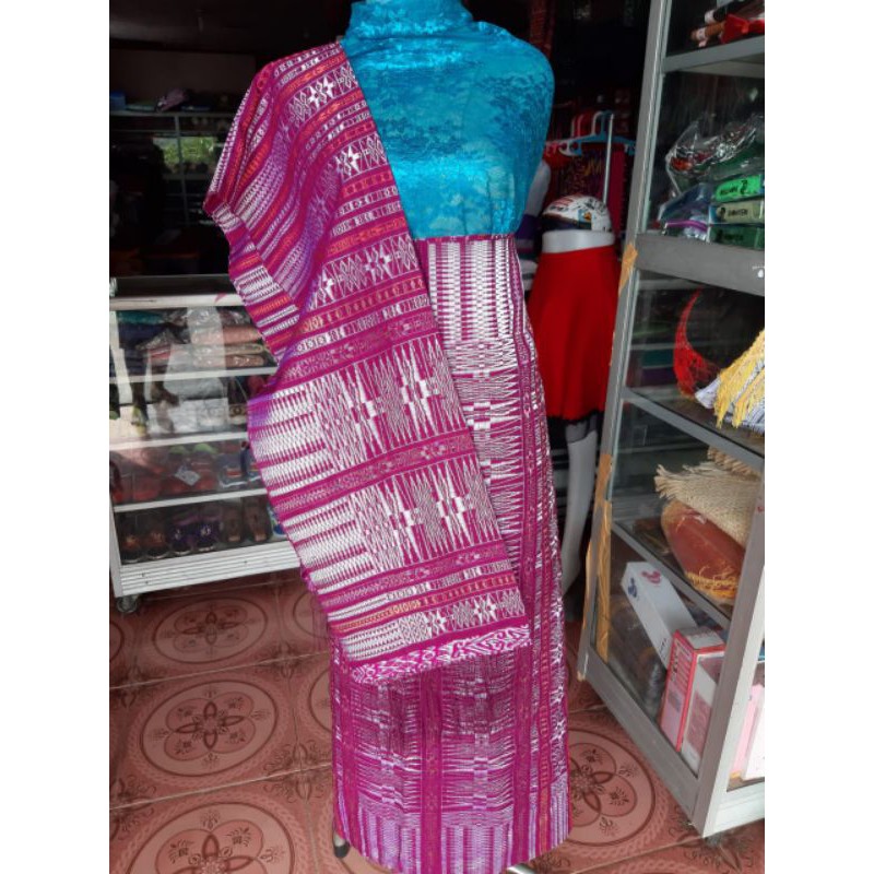 ORIGINAL BENANG 100 SONGKET TUMTUMAN KLASIK PINK MANDAR TARUTUNG SARUNG TENUN BAWAHAN KEBAYA BATAK