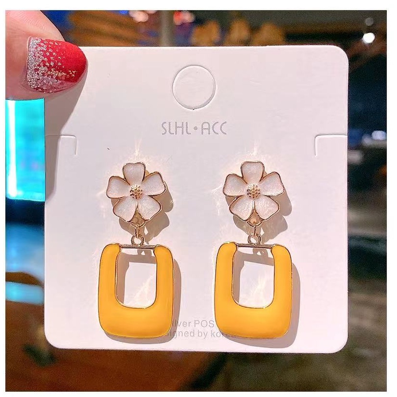 (Hello Girl)E19 Anting Bunga Sguare Fashion Wanita Stud Earrings Import