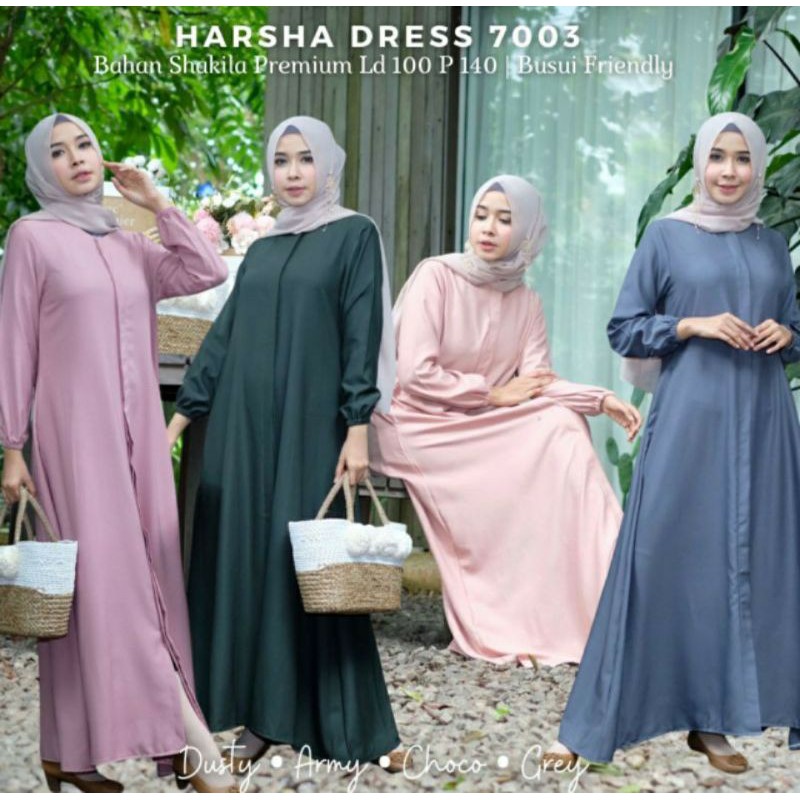 Harsha Dress Gamis Polos Bahan Shakila Premium Shopee Indonesia