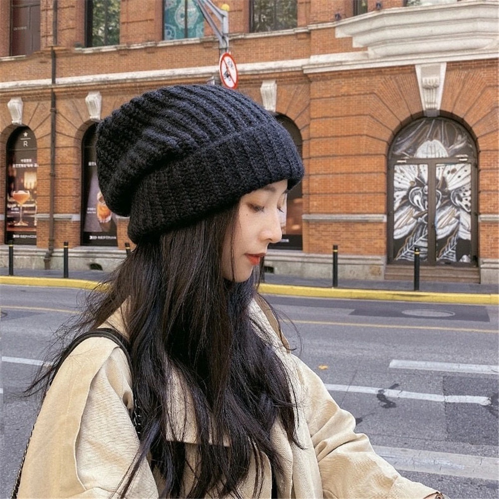 Topi Rajut Model Longgar Warna Polos Untuk Pria Dan Wanita