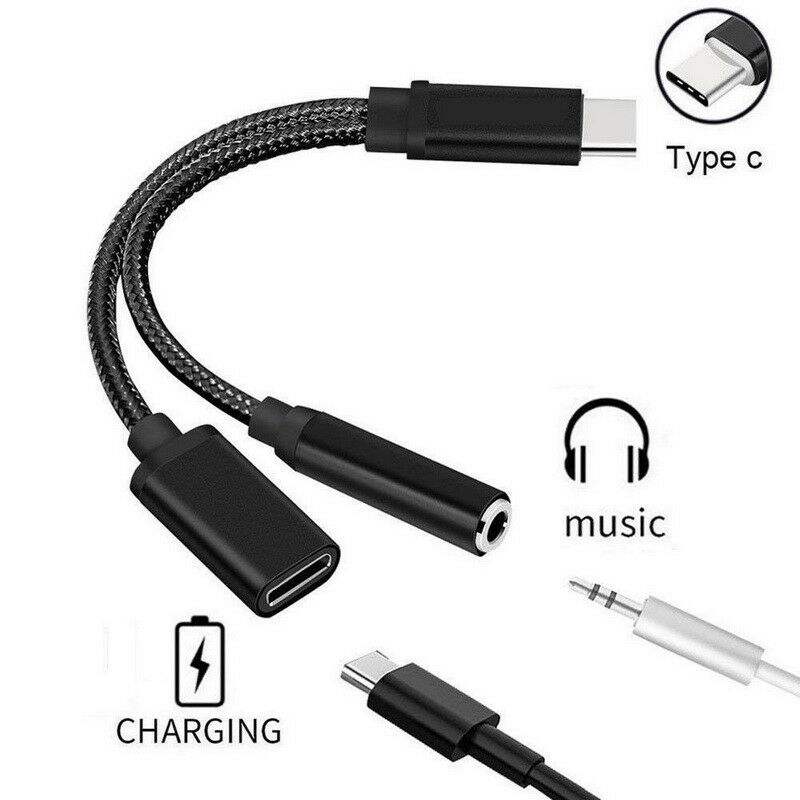 Usb-c Tipe C Ke 3.5mm Aux Audio Jack Chargers Headphone Adapter Splitter Kabel Cas