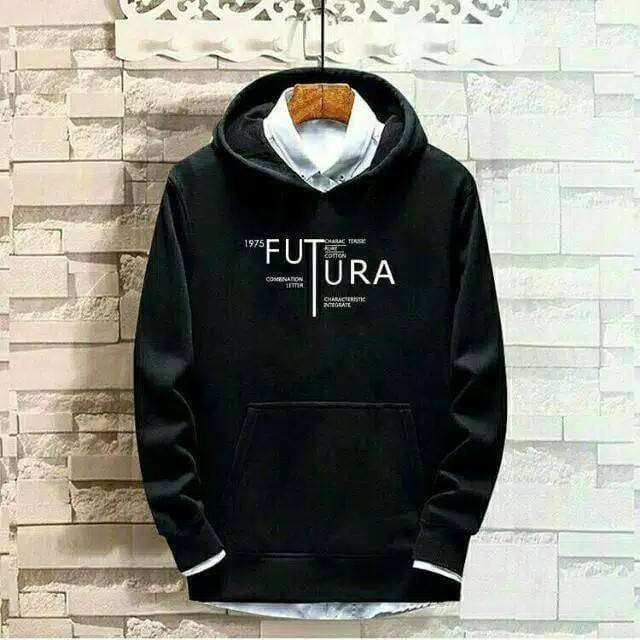 HOODIE COWOK SWEATER JAKET HITAM FUTURA SWEATER KOREA