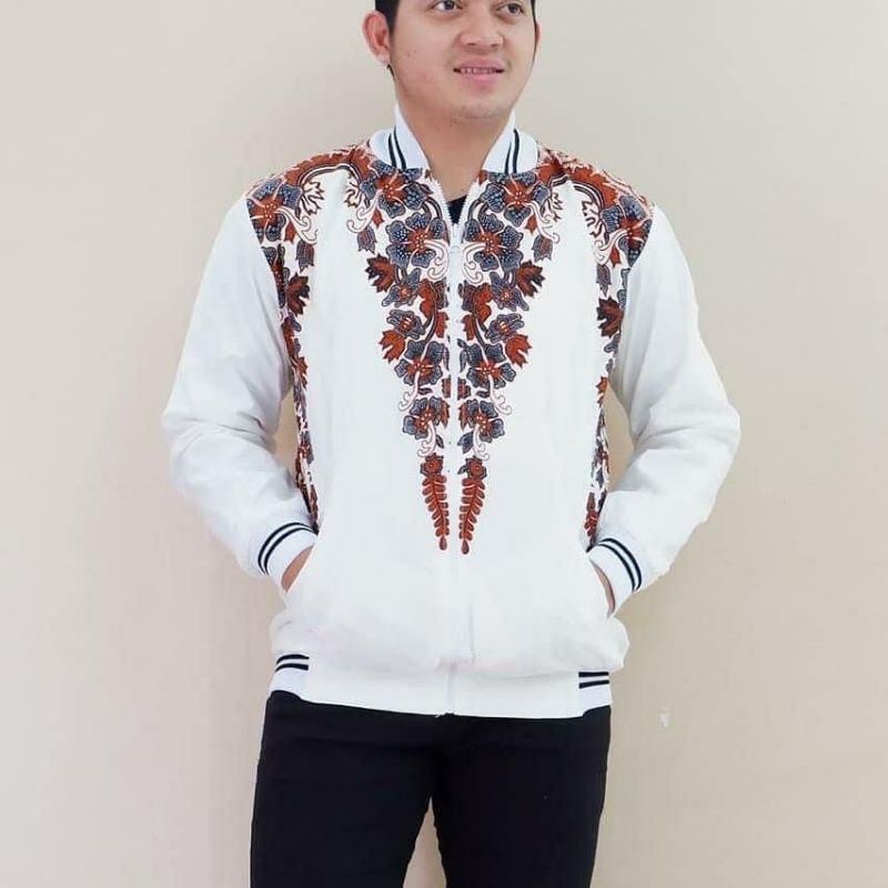 ahkwan putih bomber batik pria wanita/jaket kekinian/jaket hits jaket batik