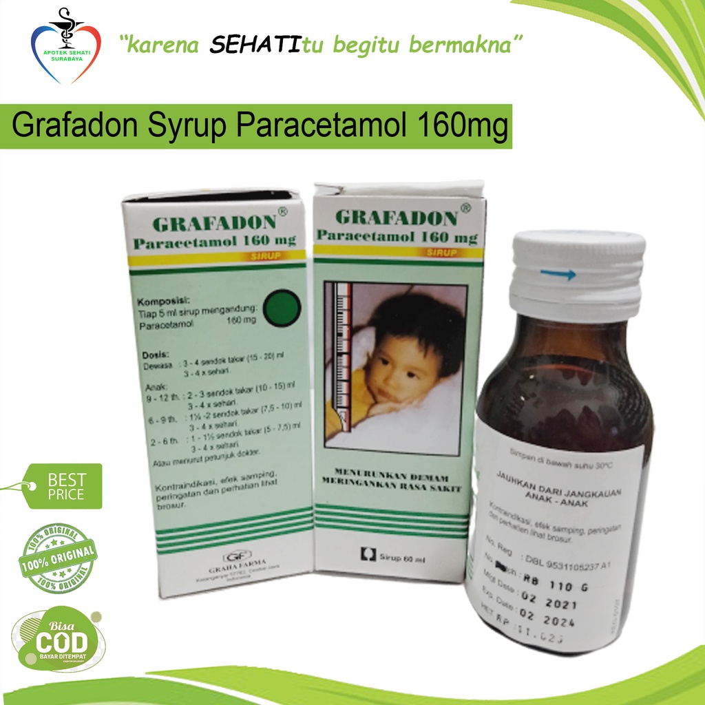 Grafadon Sirup 60ml Obat Penurun Demam Panas Anak Paracetamol