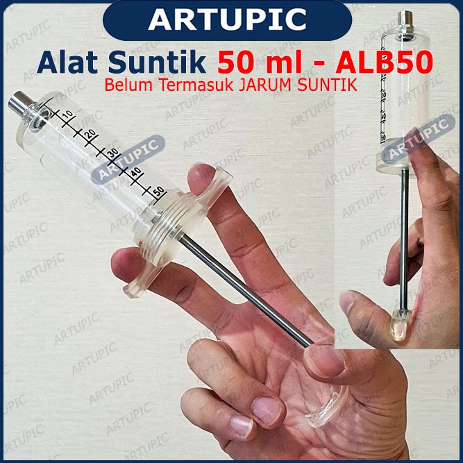 Alat Suntik 50 ml ALB50 Spuit Mika TPX Plastic Steel Syringe Hewan Besar Semi Auto Sapi Babi Kambing