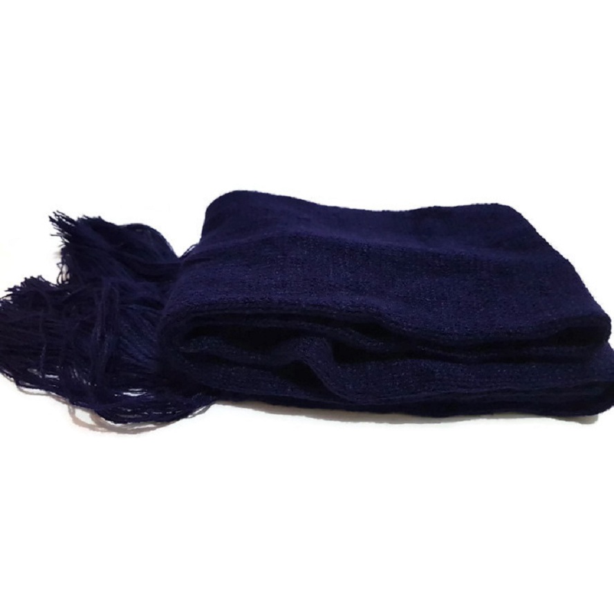 Syal polos rajut handmade dewasa scarf shawl SYAL-POLOS-NO 10 NAVY