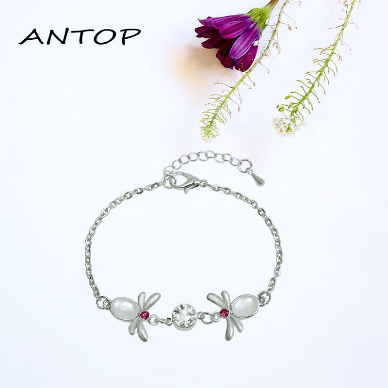 1 Pcs Korea Fashion Gelang Titanium Wanita Anti Karat Berlian Permata Hijau Bracelet ANTOP