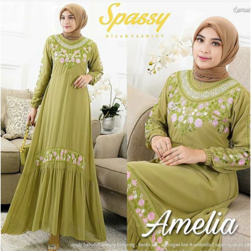 (COD) GAMIS DRES AMELIA CERUTY BABYDOL FULL PURING+BORDIR RESLETING DEPAN BUSUI FASHION TERKINI FASHION LEBARAN FASHION WANITA BAJU MUSLIM WANITA IMPORT DRES MUSLIM IMPORT DRES NIKAHAN DRES LAMARAN BAJU LAMARAN PAKAIAN LAMARAN PAKAIAN TERBARU OUFIT MUSLIM