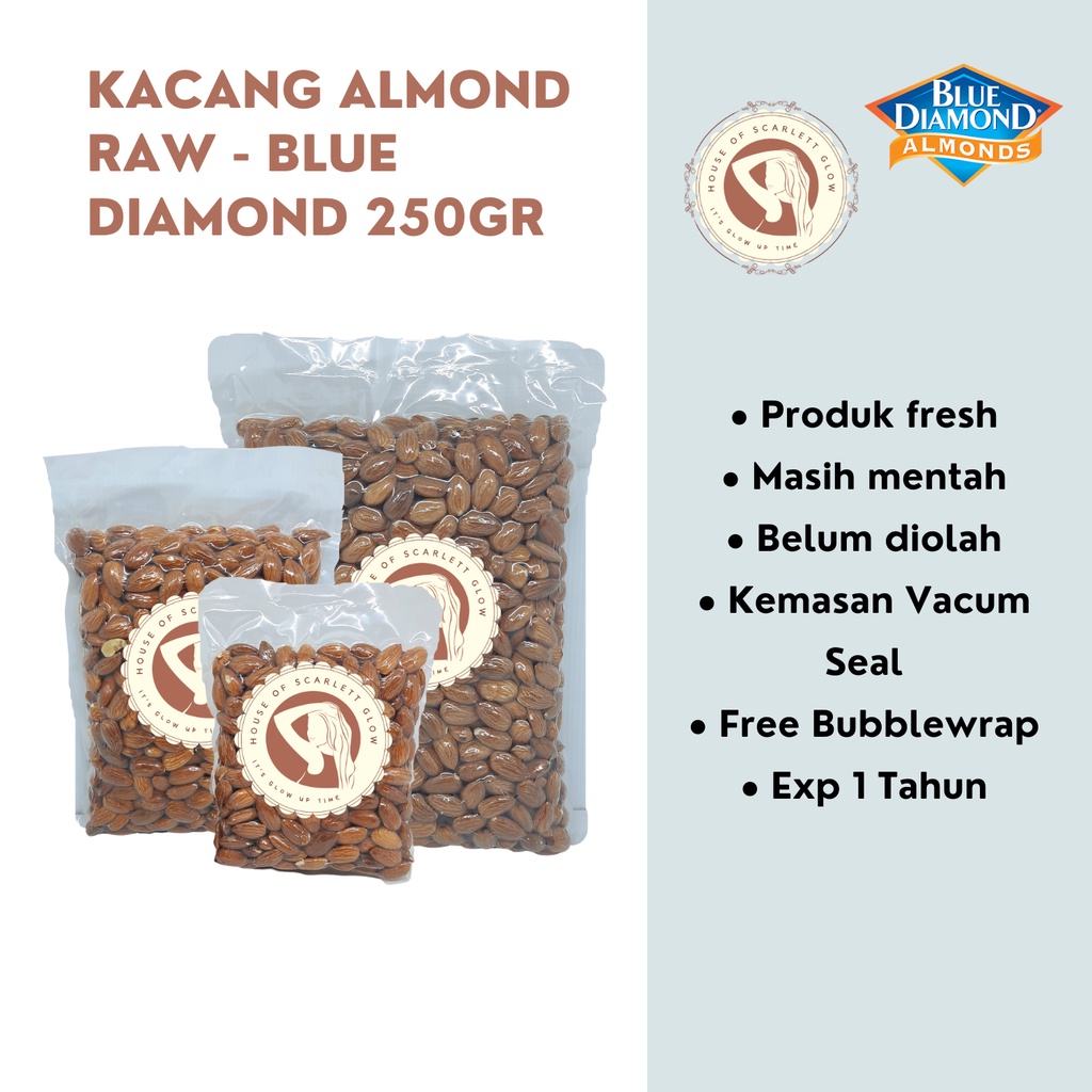 

Kacang Almond Mentah (Raw) Blue Diamond 250gr