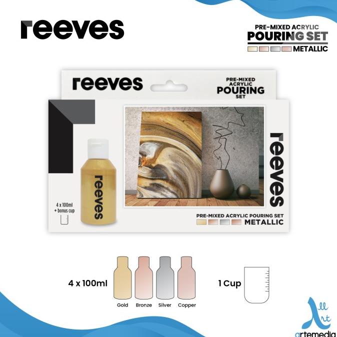 

Cat Akrilik Reeves Pre Mixed Acrylic Pouring Paint Metallic Color Set