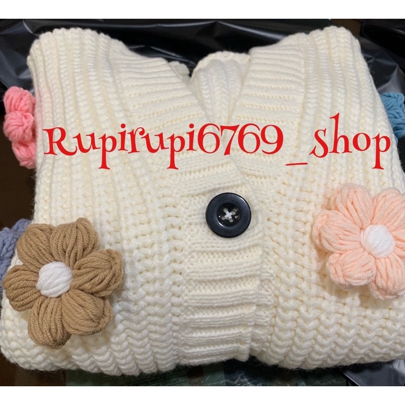 Bunga rajut ukuran 7cm, dengan 6 kelopak , benang cotton