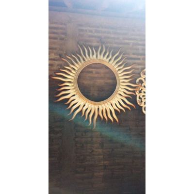 Figura Cermin Motif Matahari Jati + Kaca