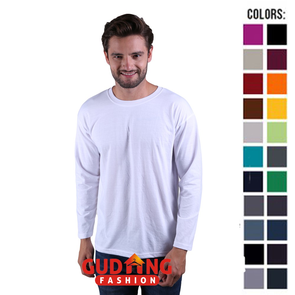 Tshirts Panjang Polos Kerah Bulat / Oneck Long Sleeves Men Tshirts - Banyak Pilihan Warna PLS (COMB)