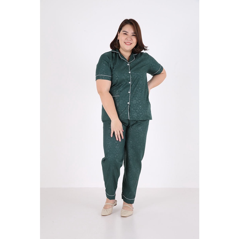 Sorabel - Piyama Set Wanita Avika Aviani Plain Long Pants Sleepwear M / One Size / Jumbo-Avika Jumbo Green