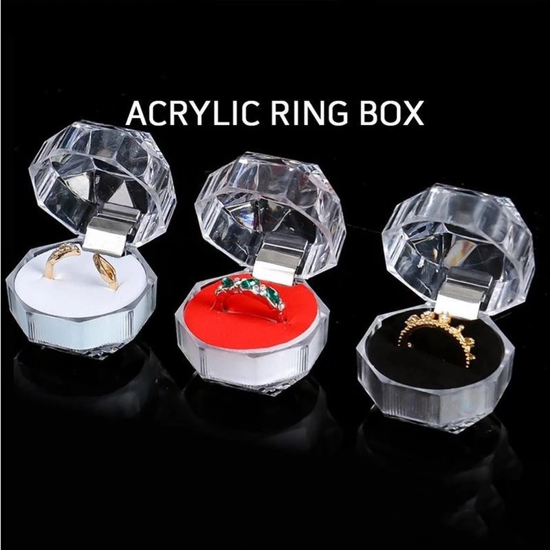 Mini 2 Colors Options Jewelry Package Ring Earring Box Acrylic Transparent Wedding Packaging Jewelry Box