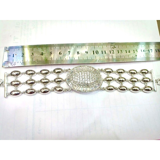 Gelang tangan wanita / yaxiya / xuping / lapis emas / gelang rolex jumbo sepuh putih full permata