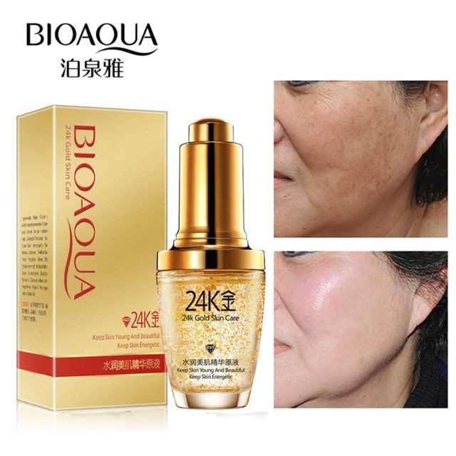 BIOAQUA 24K Gold Skin Care Essence Cream/ Bioaqua 24K Hydrating Toner/Bioaqua 24K Brightening Serum Wajah/Bioaqua 24K Massager Eye Cream/Bioaqua 24K Make Up Remover