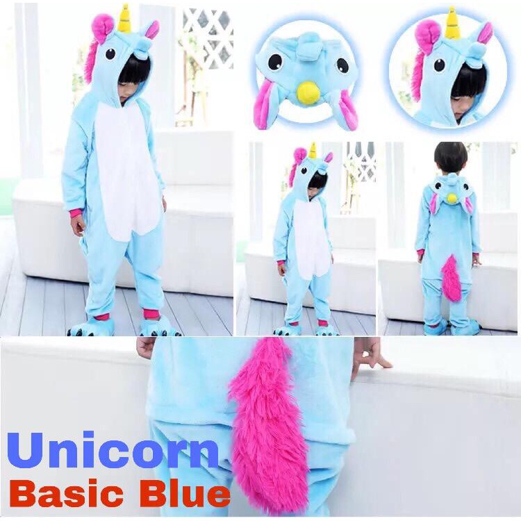 BAJU ONESIE UNICORN PINK BLUE PIYAMA KOSTUM