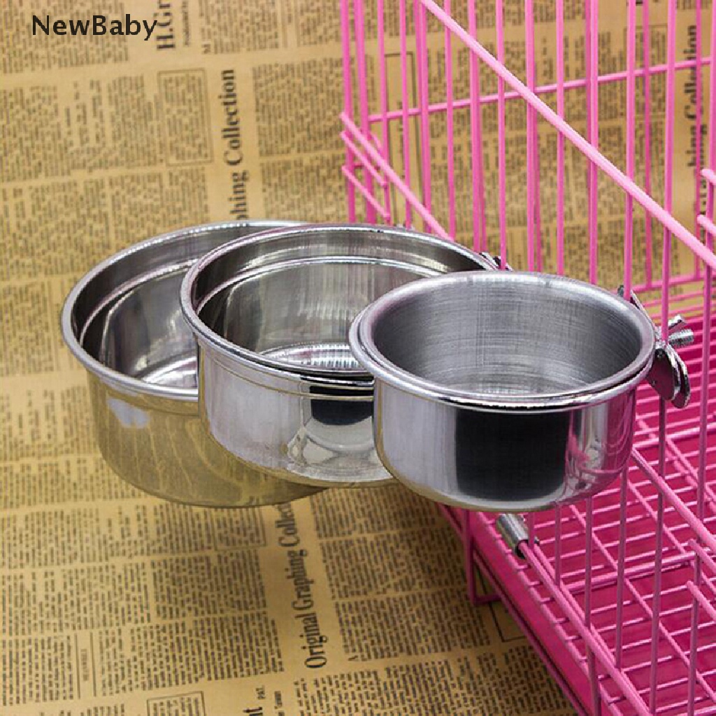 Mangkok Makan / Minum Gantung Bahan Stainless Steel Untuk Anjing / Kucing / Burung