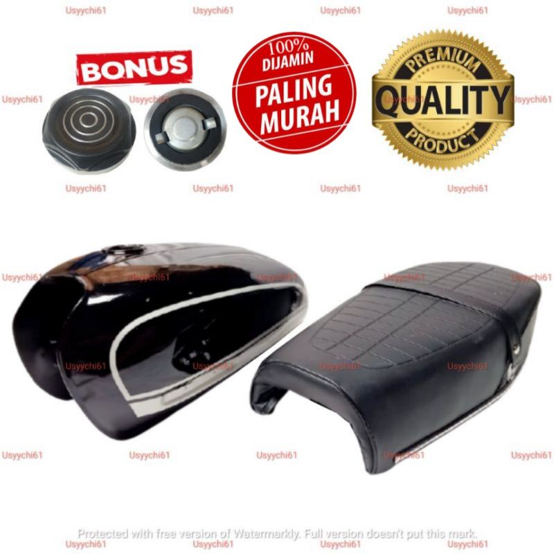 (PROMO DISKON) Paket Hemat Tangki Cat Motor CB Glatik Custom Motif Hitam + Jok CB