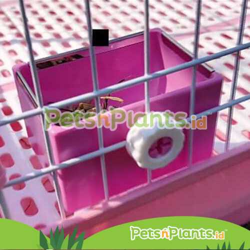 Tempat Makan Minum Hewan Kelinci Gantung Plastik Anti Gigit - Pet Feeding Bowl