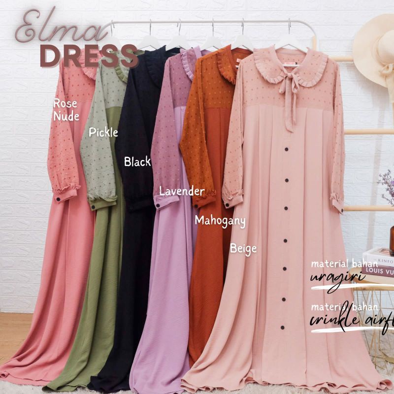 ELMA DRESS BY CITRAA GERAI MIKA / GAMIS CRINKLE AIRFLOW MIX CRINKLE URAGIRI PREMIUM TERBARU / CRINKL