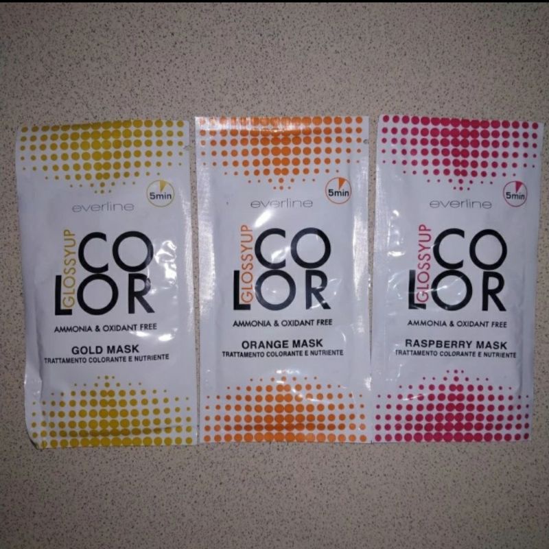 Everline Color Glossyup Raspberry Mask Orange Mask Gold Mask/ Masker Rambut Warna Merah Oren Kuning
