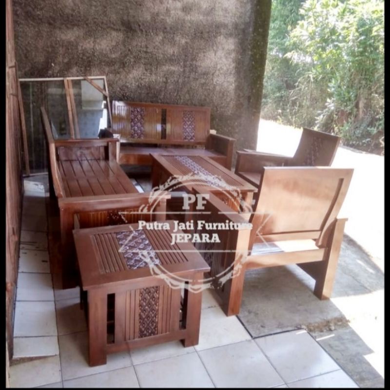 Meja kursi tamu & Meja kecil samping bahan kayu jati Jepara
