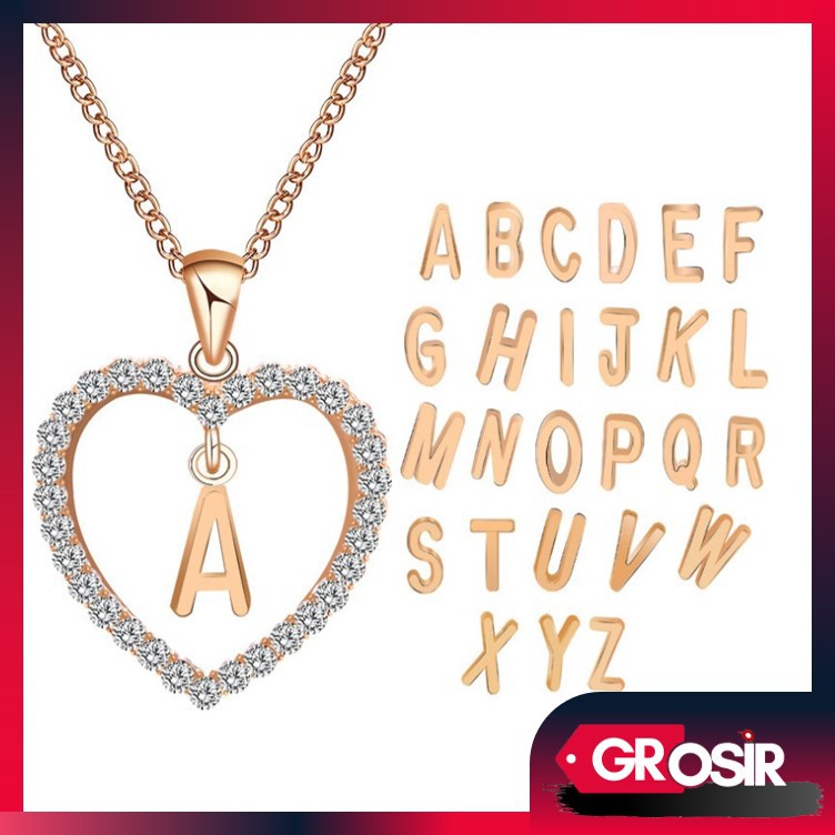 Grosir - K485 (A - M) Kalung Huruf Love Besar Stainless / Fashion Style / Set Perhiasan Wanita