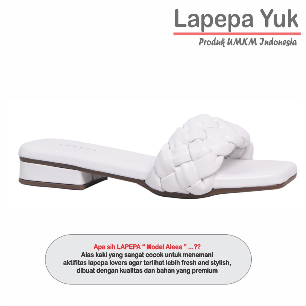 LAPEPA YUK - Sandal Wanita Teplek Selop ALEEA Sendal Slop Cewek Flat Slip On Tidak Licin Anti Slide Karet Jelly Sale Size 36 37 38 39 40 Sandal Perempuan Casual Warna WHITE Putih Premium Original Kekinian Terbaru Shoes ORI Mall Official Store