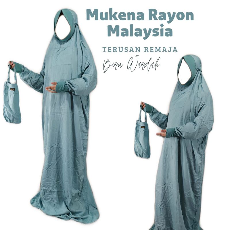 MM02  Mukena Malaysia Remaja Rayon Polos Terusan Ecer Grosir SN